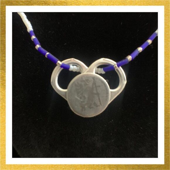 3/$20 Upcycled HAND CRAFTED Wire CAN TAB Pendant NECKLACE Beaded - Picture 2 of 2